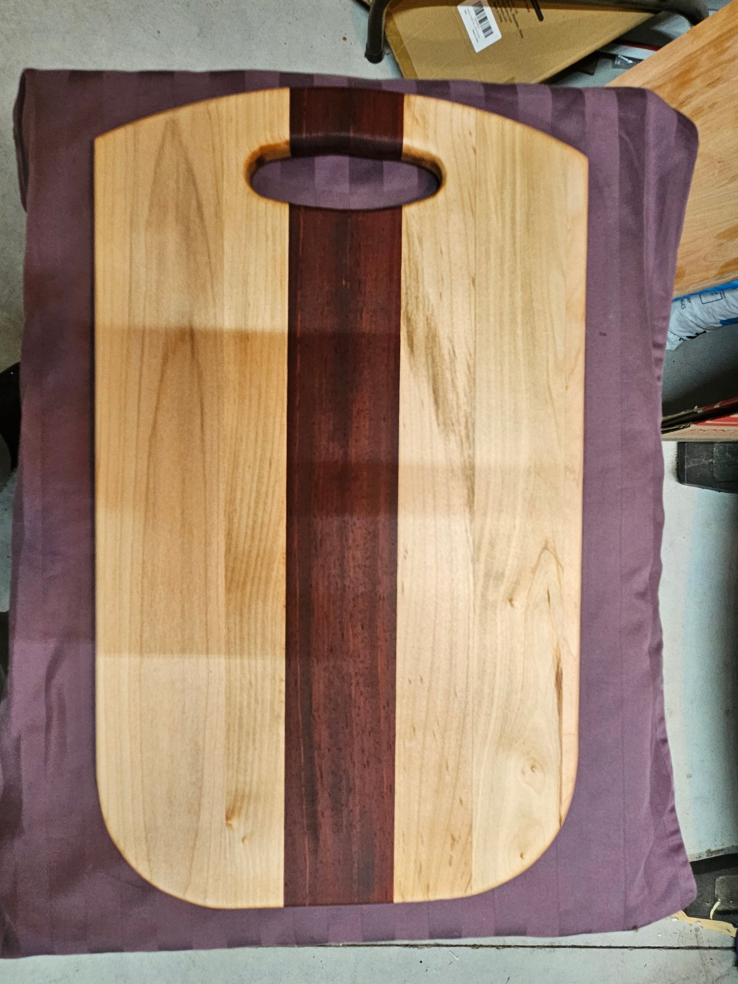 Cutting Board with stunning look and unique design made from Maple and Paduak 18" x 11"
