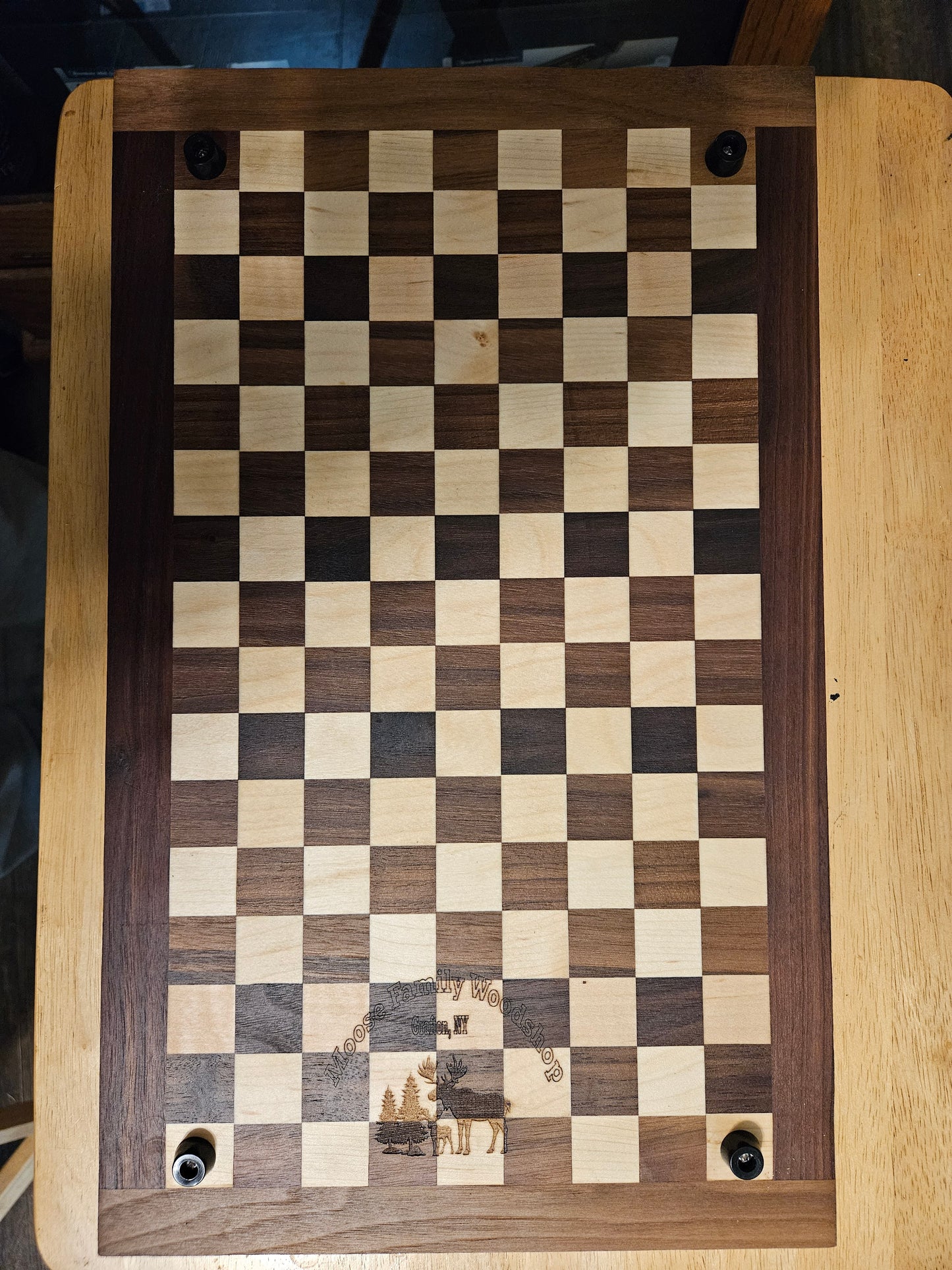 Checkerboard Walnut and Maple Face Grain Cutting Board with feet