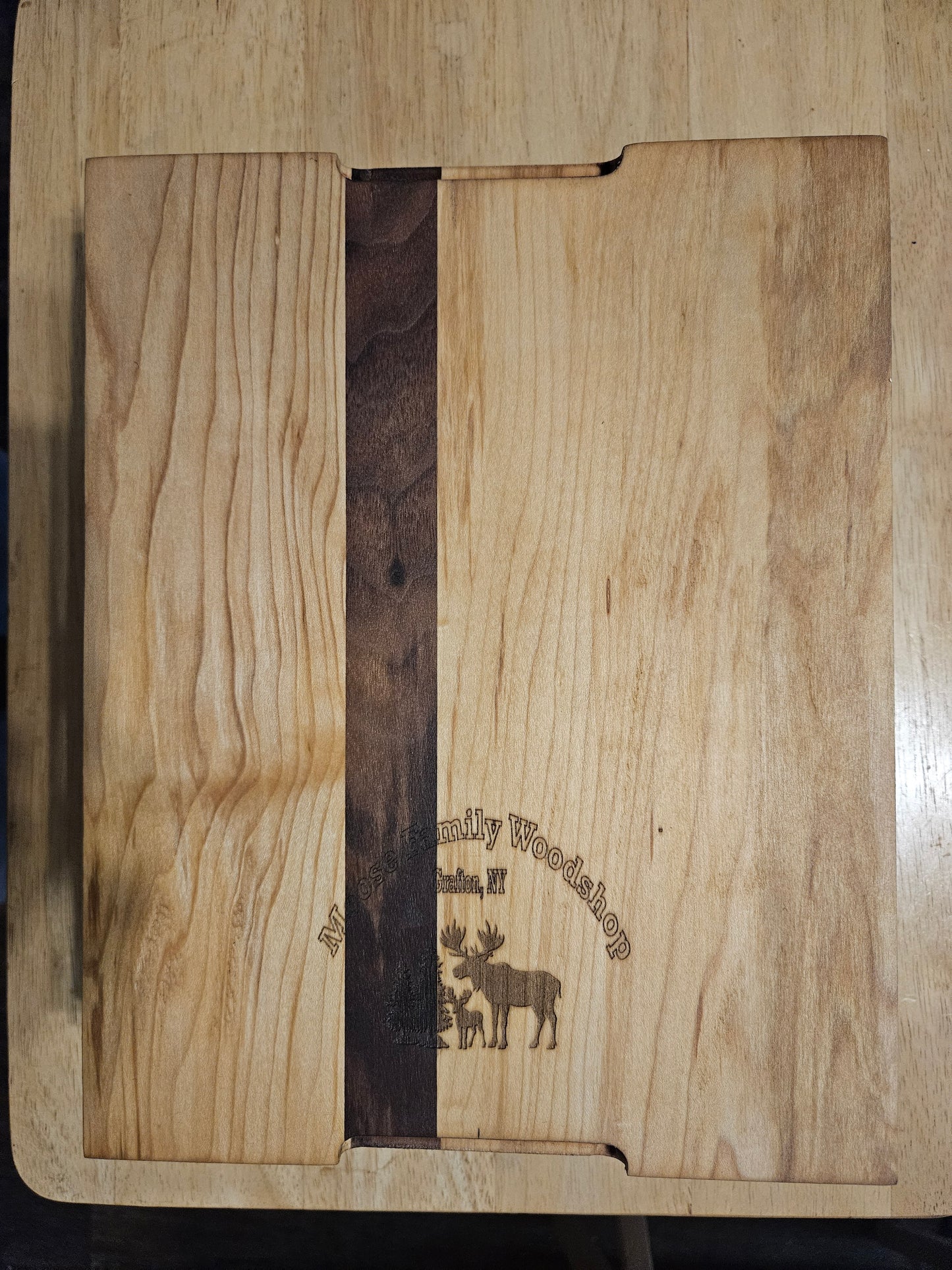 Cutting/Vegetable Board made w/ Walnut and Maple with finger grips 11" x 9"