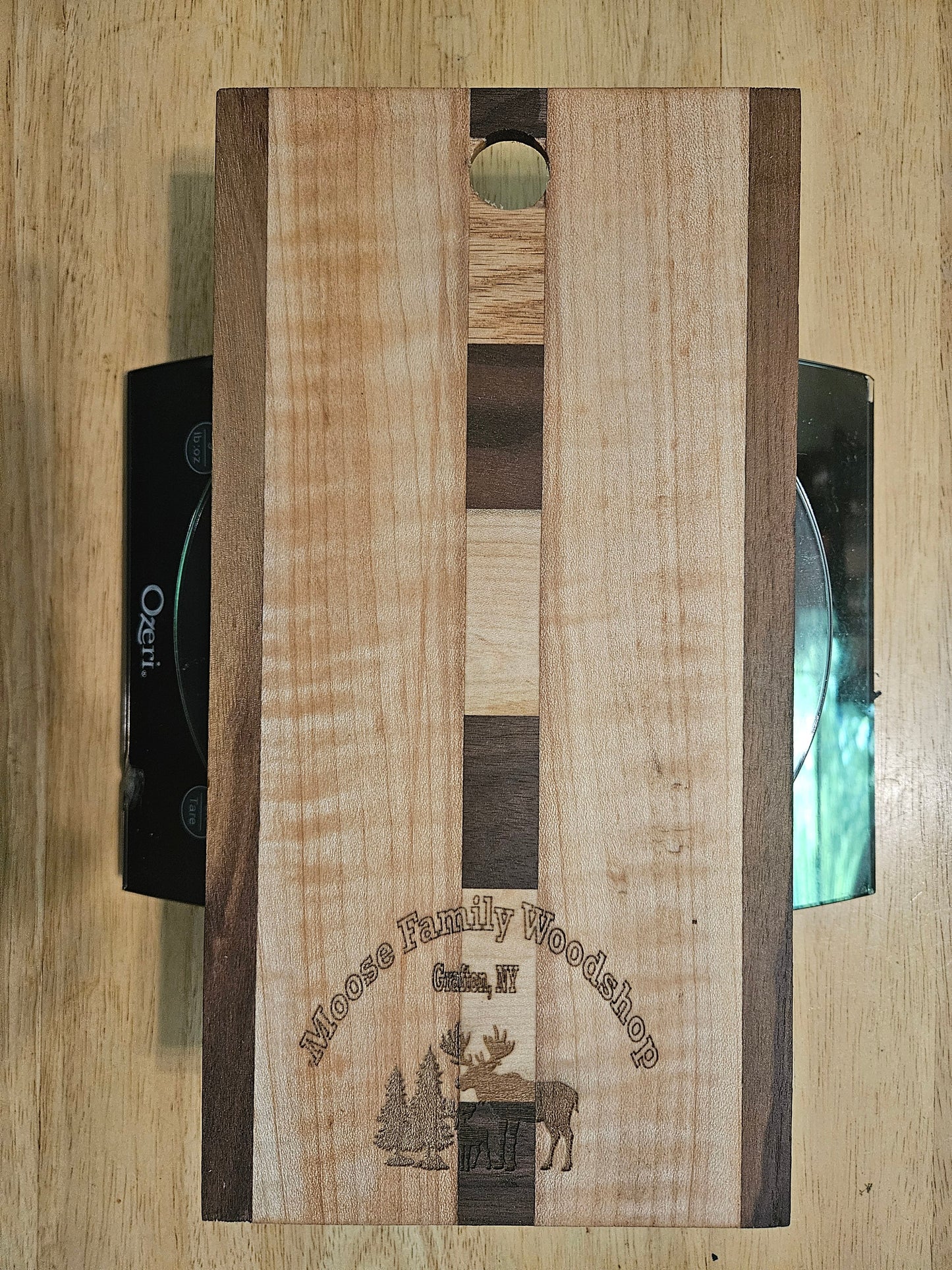 Cheese Board 11" x 5.5 Walnut, Maple and Cherry