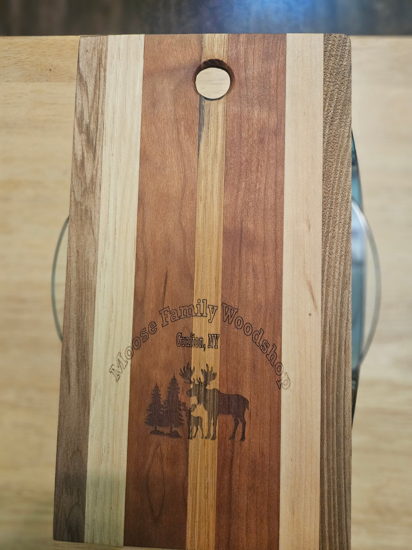 Cheese Board 10" x 5.5" Walnut and Maple with engraving