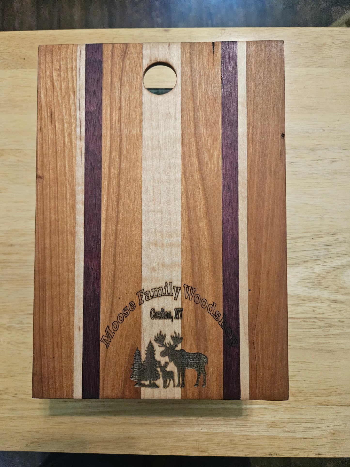 Cheese Board 9" x 6.5" Maple, Walnut and Purple Heart