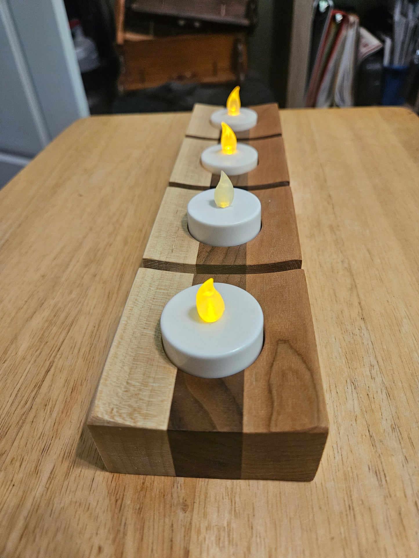 Candle Holder 4 lite made w/ Maple, Walnut and Cherry