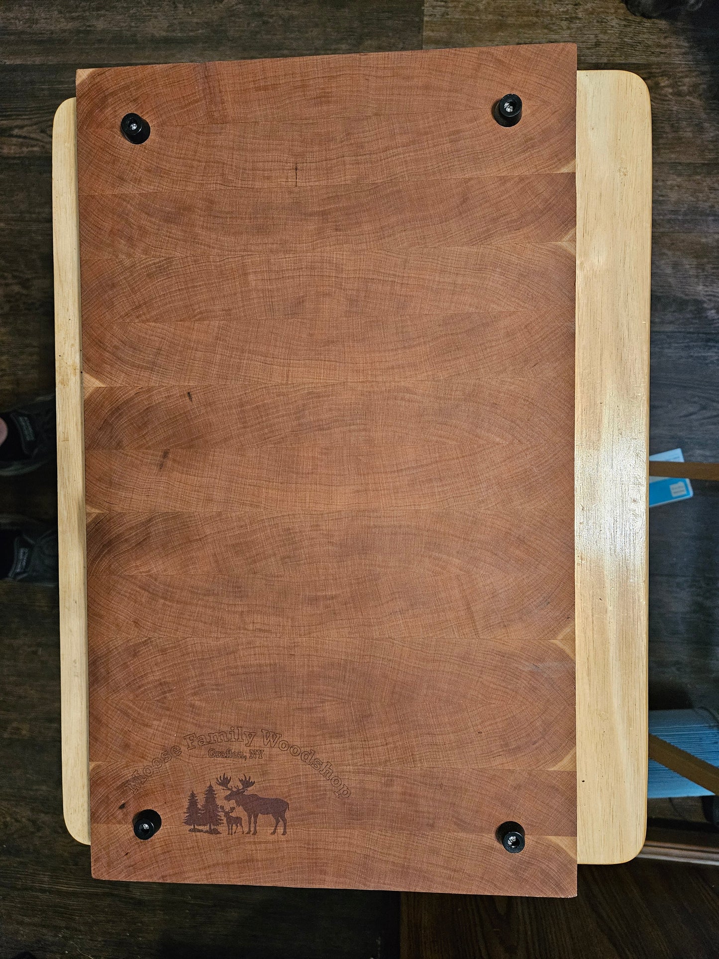 End Grain Cutting Board made with Cherry with Juice Groove and rubber feet 18.5" x 11"