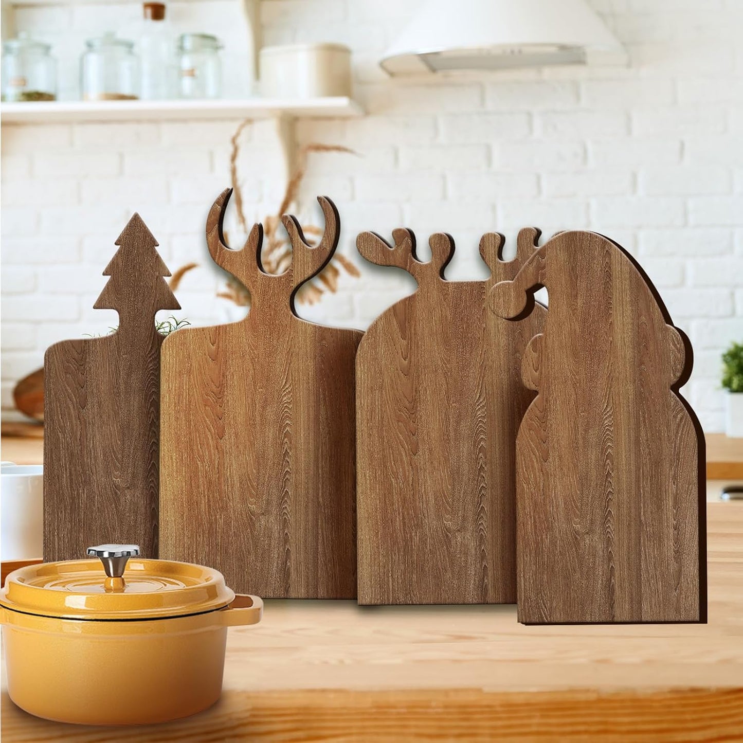 Cutting Board 18" x 11" Cherry Santa shape with engrave winter scene