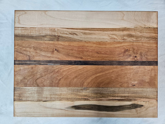 Cutting Board with stunning look made from Maple, Cherry, and Walnut 16" x 12"