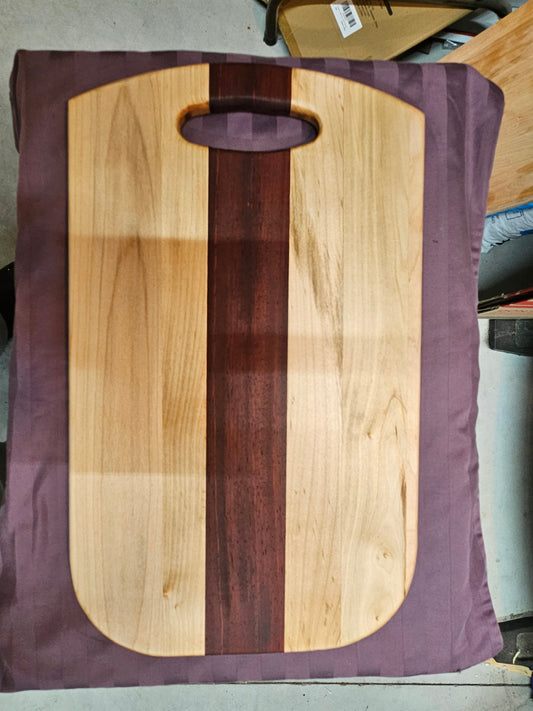 Cutting Board with stunning look and unique design made from Maple and Paduak 18" x 11"