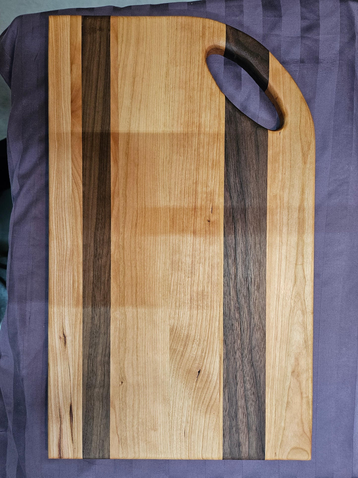 Cutting Board with unique shape made from Walnut and Cherry  18" x 11"