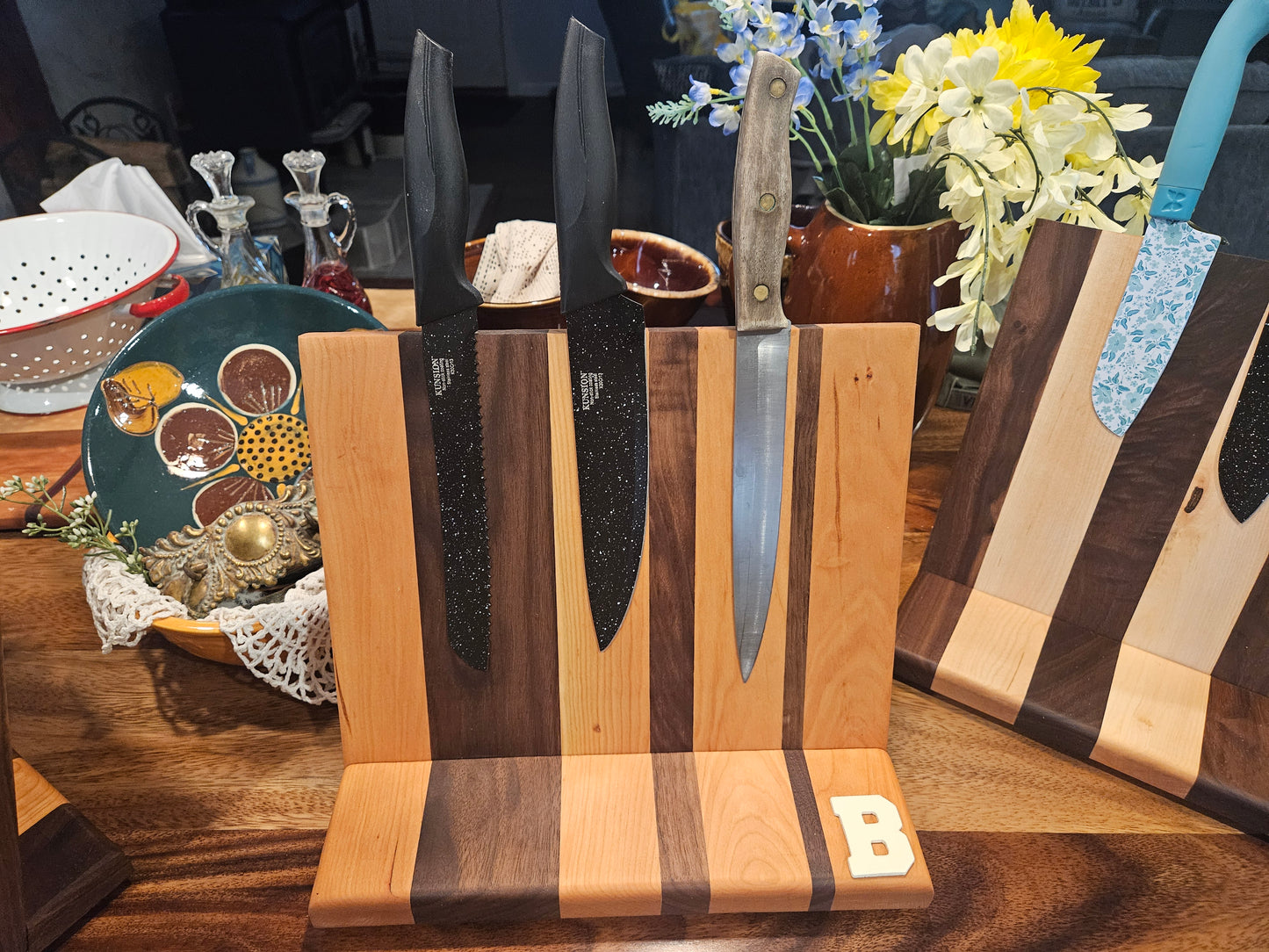 Magnetic Countertop Knife Stand made from Cherry and Walnut