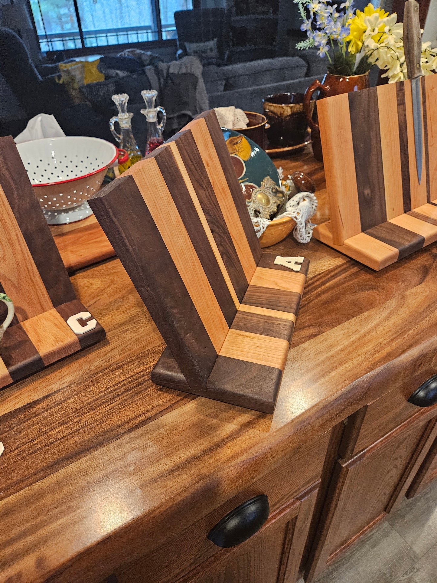 Magnetic Countertop Knife Stand made from Cherry and Walnut