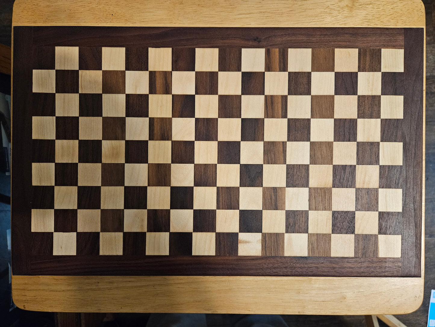 Checkerboard Walnut and Maple Face Grain Cutting Board with feet