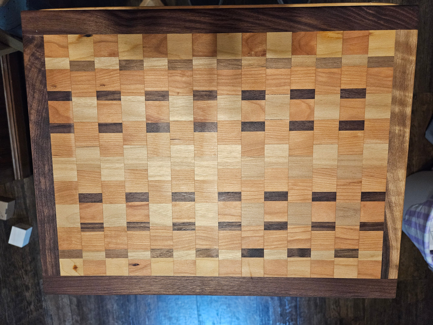 Checkerboard Face Grain Walnut, Maple and Cherry Cutting Board