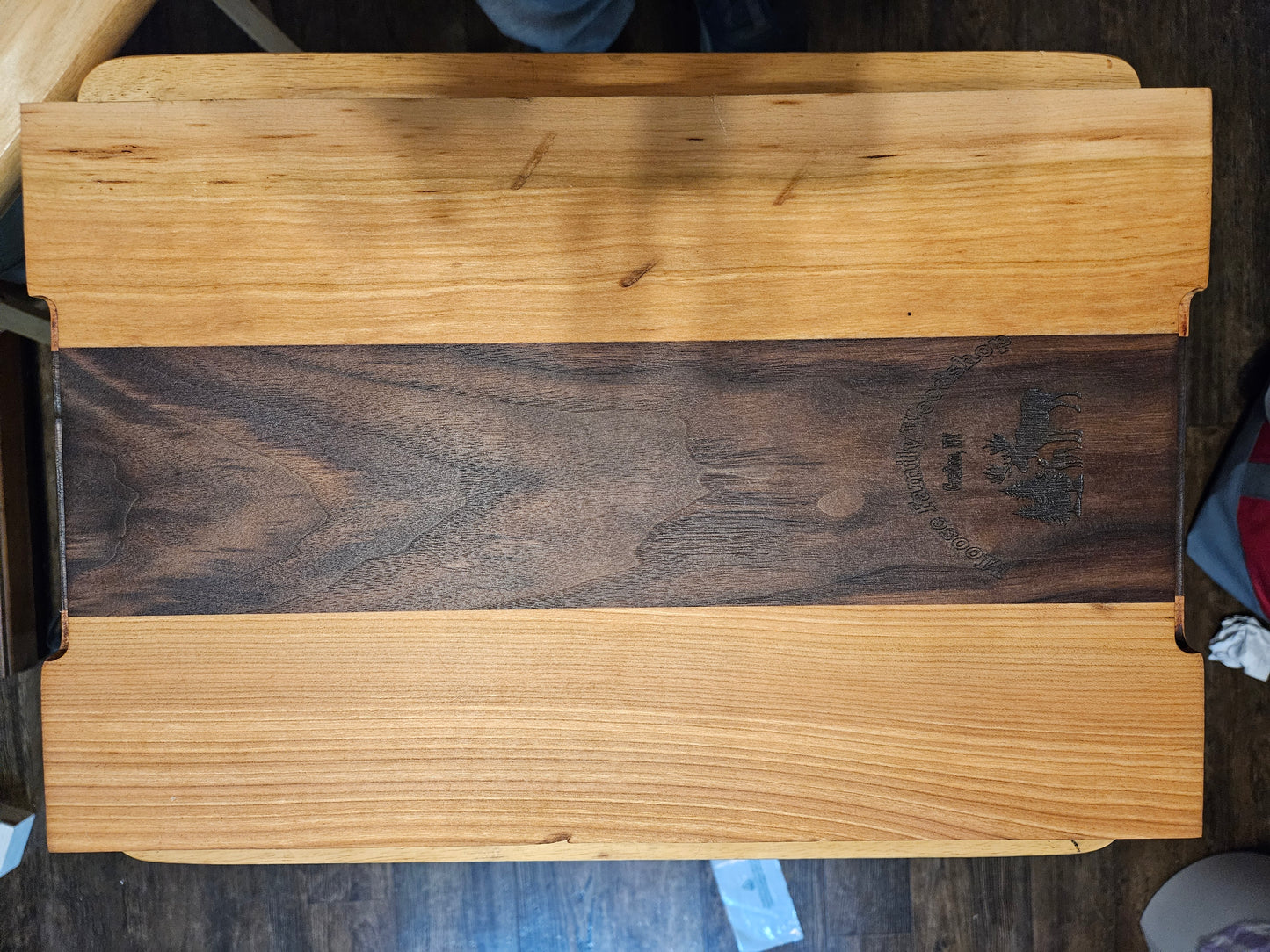 Large Cherry and Walnut Cutting Board with finger grips