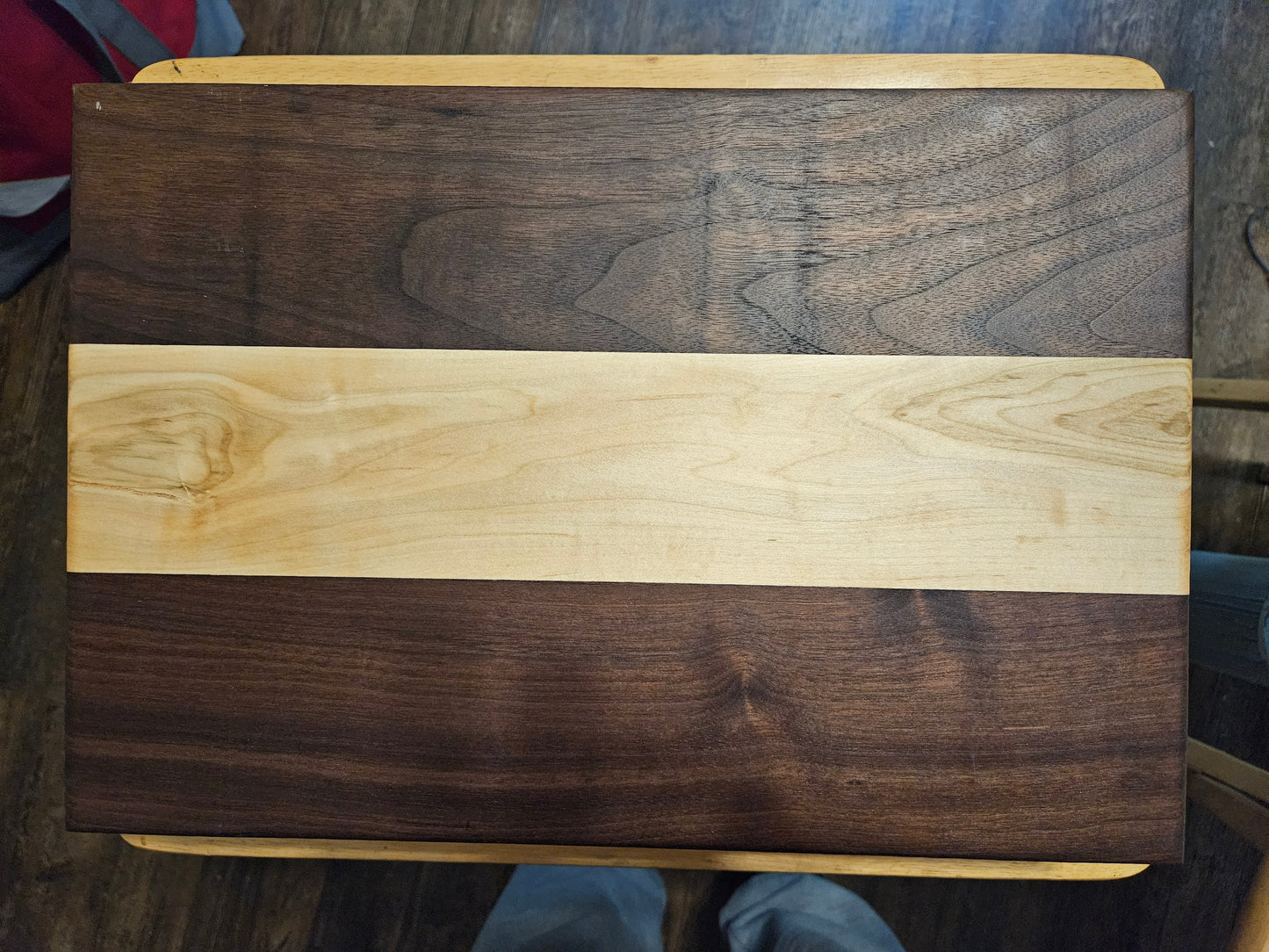 Large Maple and Walnut Cutting Board with finger grips