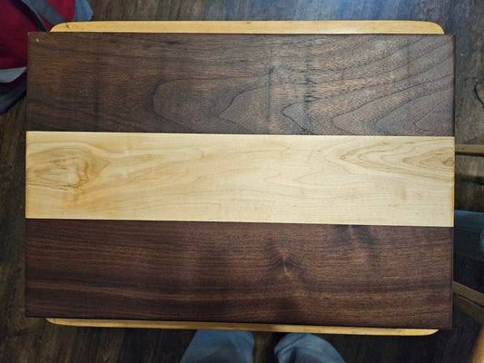 Large Maple and Walnut Cutting Board with finger grips