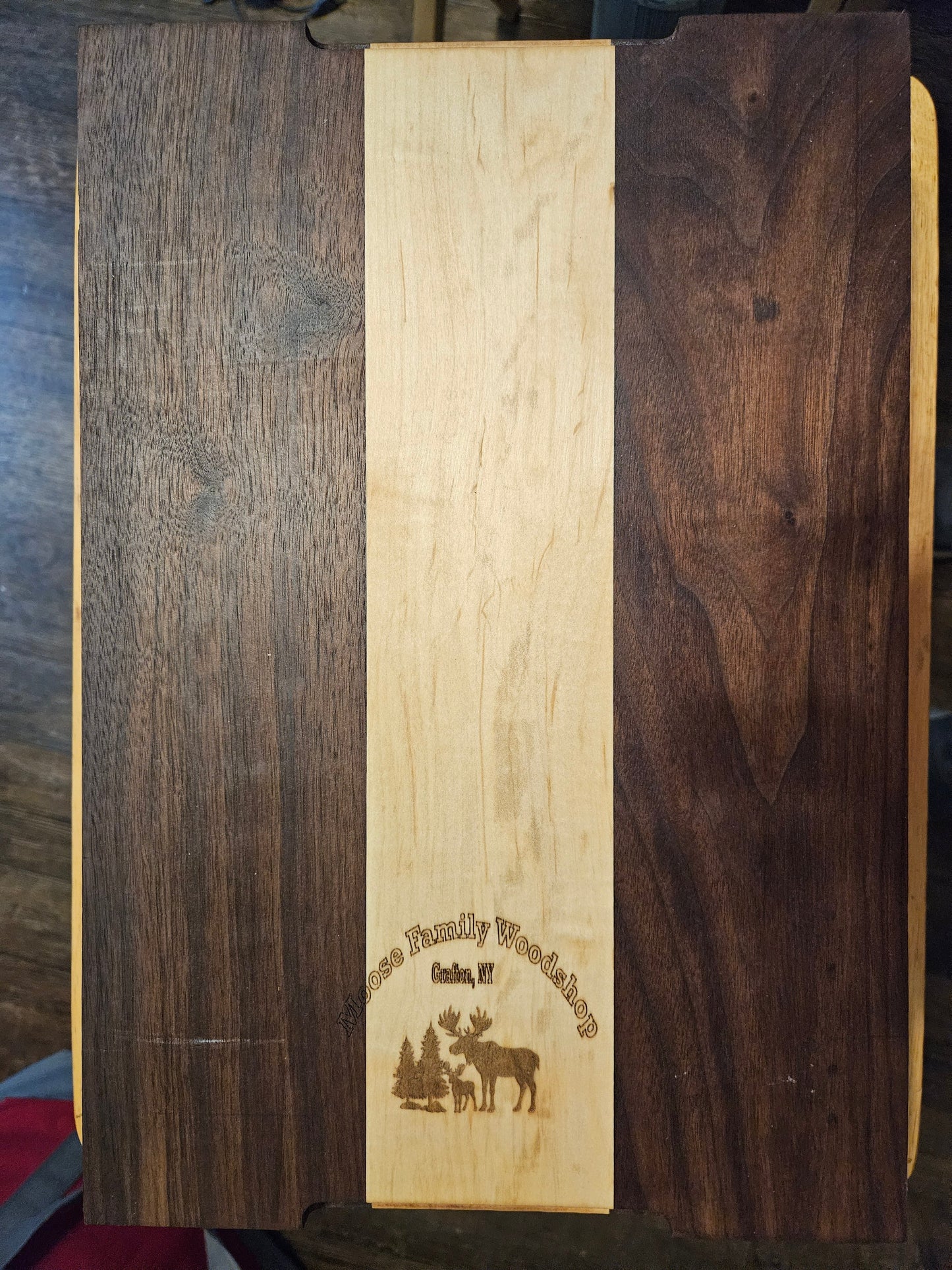Large Maple and Walnut Cutting Board with finger grips
