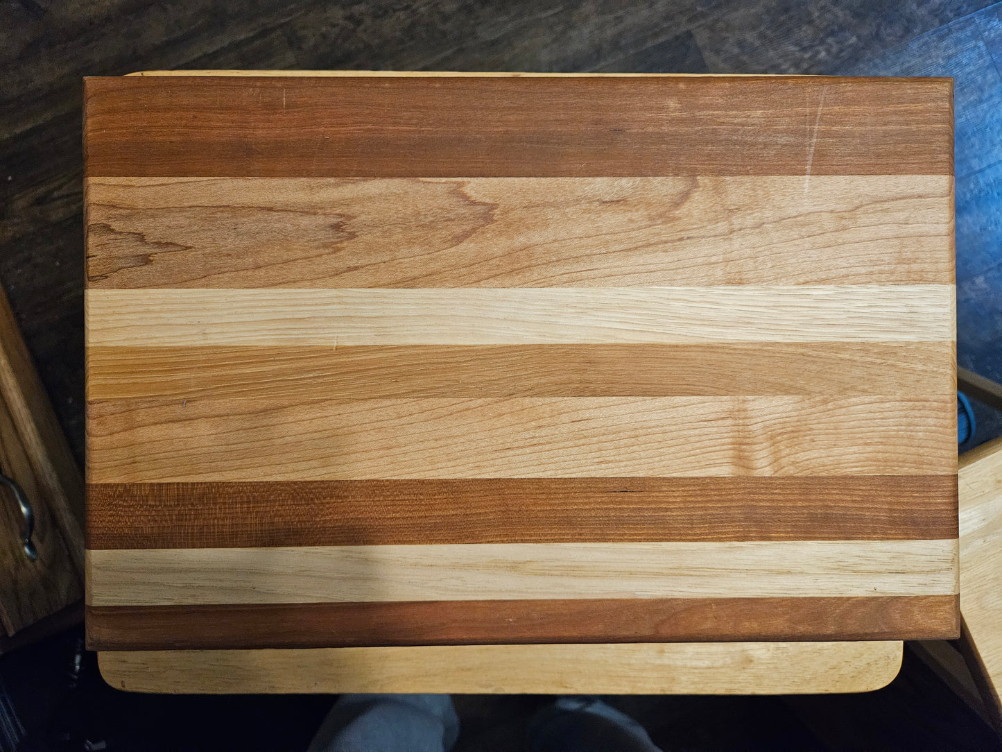 Large Maple and Cherry Cutting Board with feet