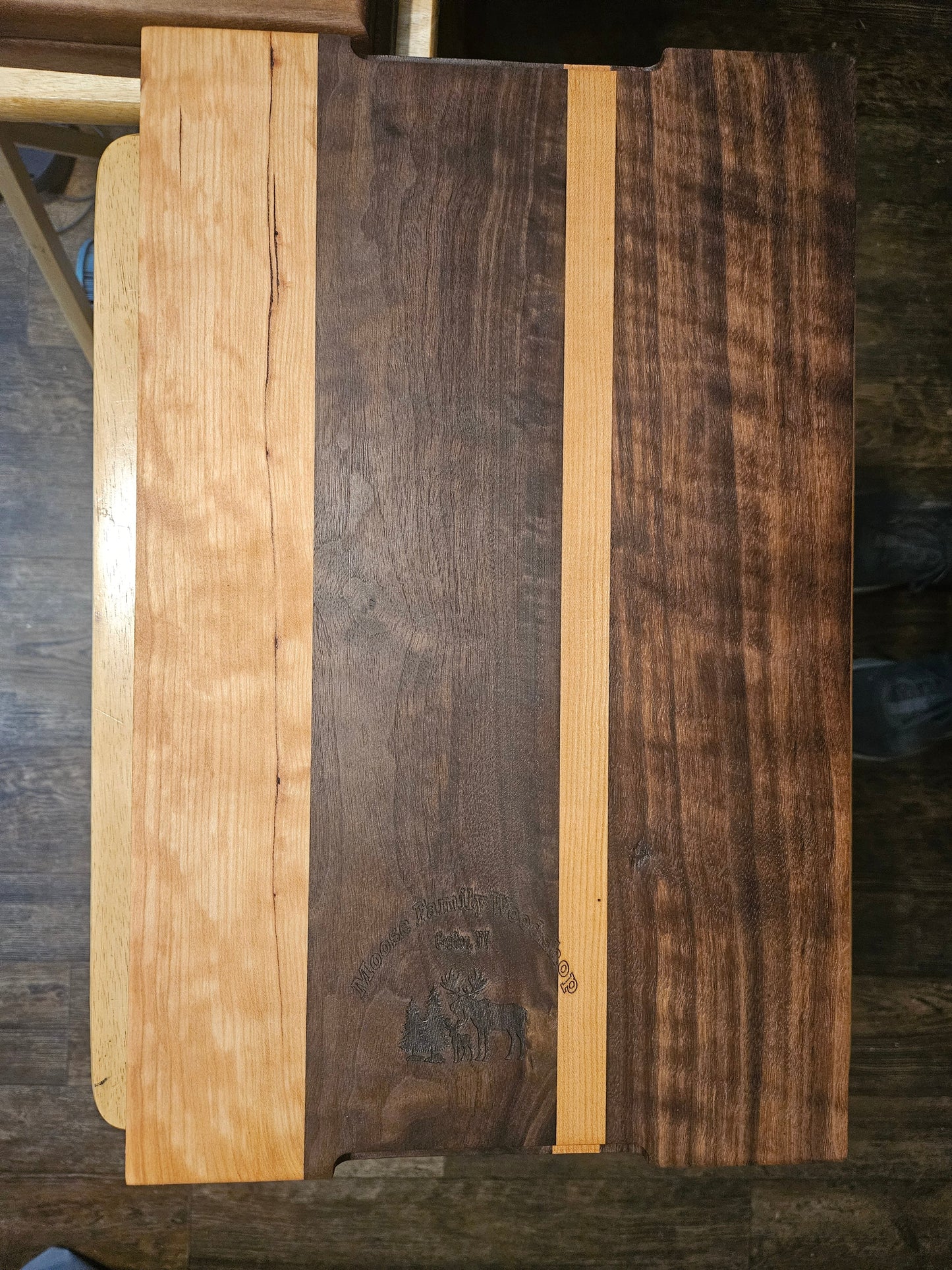 Large Cherry and Walnut Cutting Board with finger grips