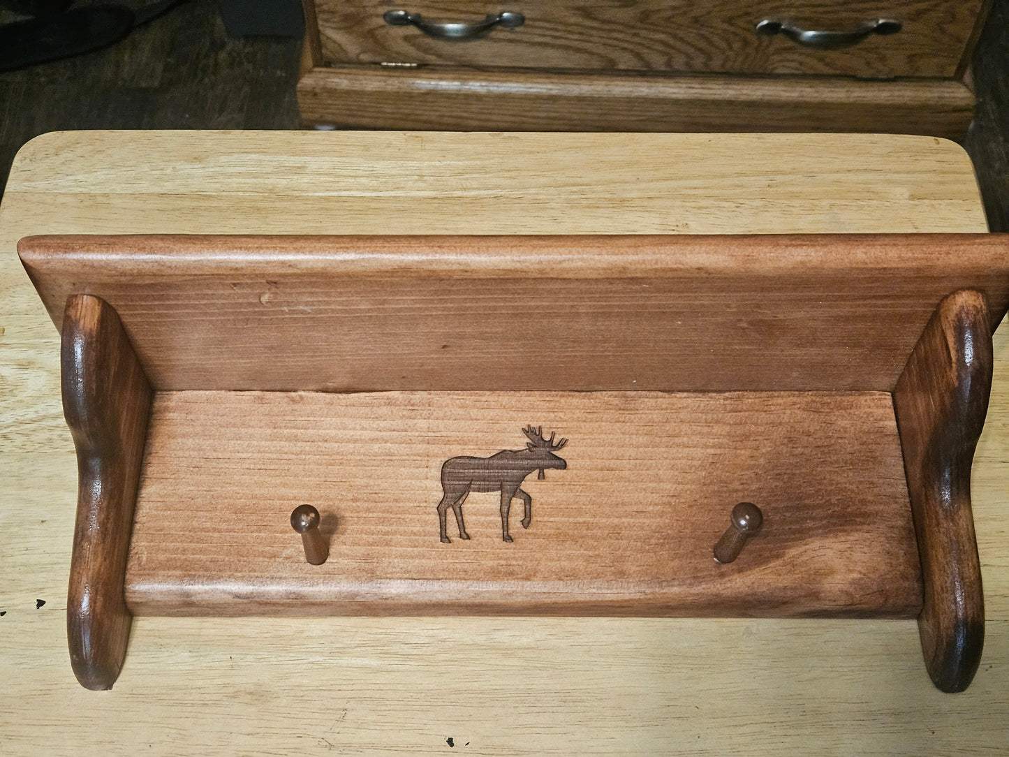 Heart Shelf with moose engraved