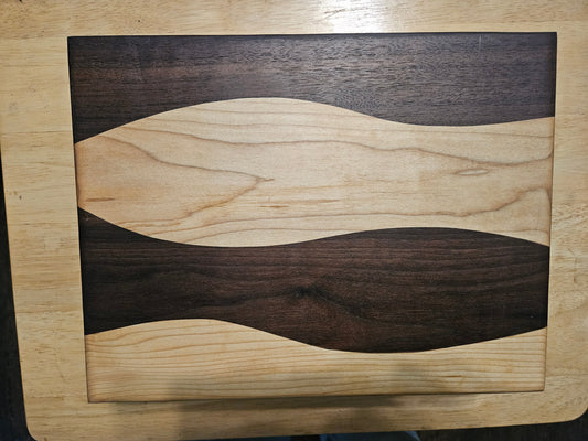 Cutting/Vegetable Board made w/ Walnut and Maple with finger grips 11.5" x 9"