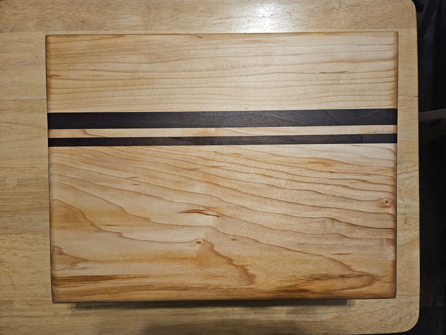Cutting/Vegetable Board made w/ Walnut and Maple with finger grips 11.5" x 9"