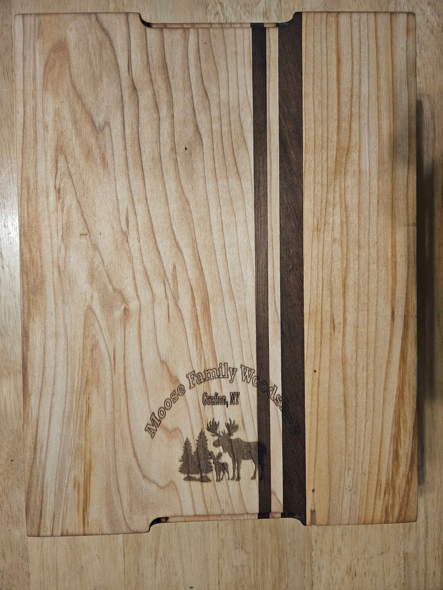 Cutting/Vegetable Board made w/ Walnut and Maple with finger grips 11.5" x 9"
