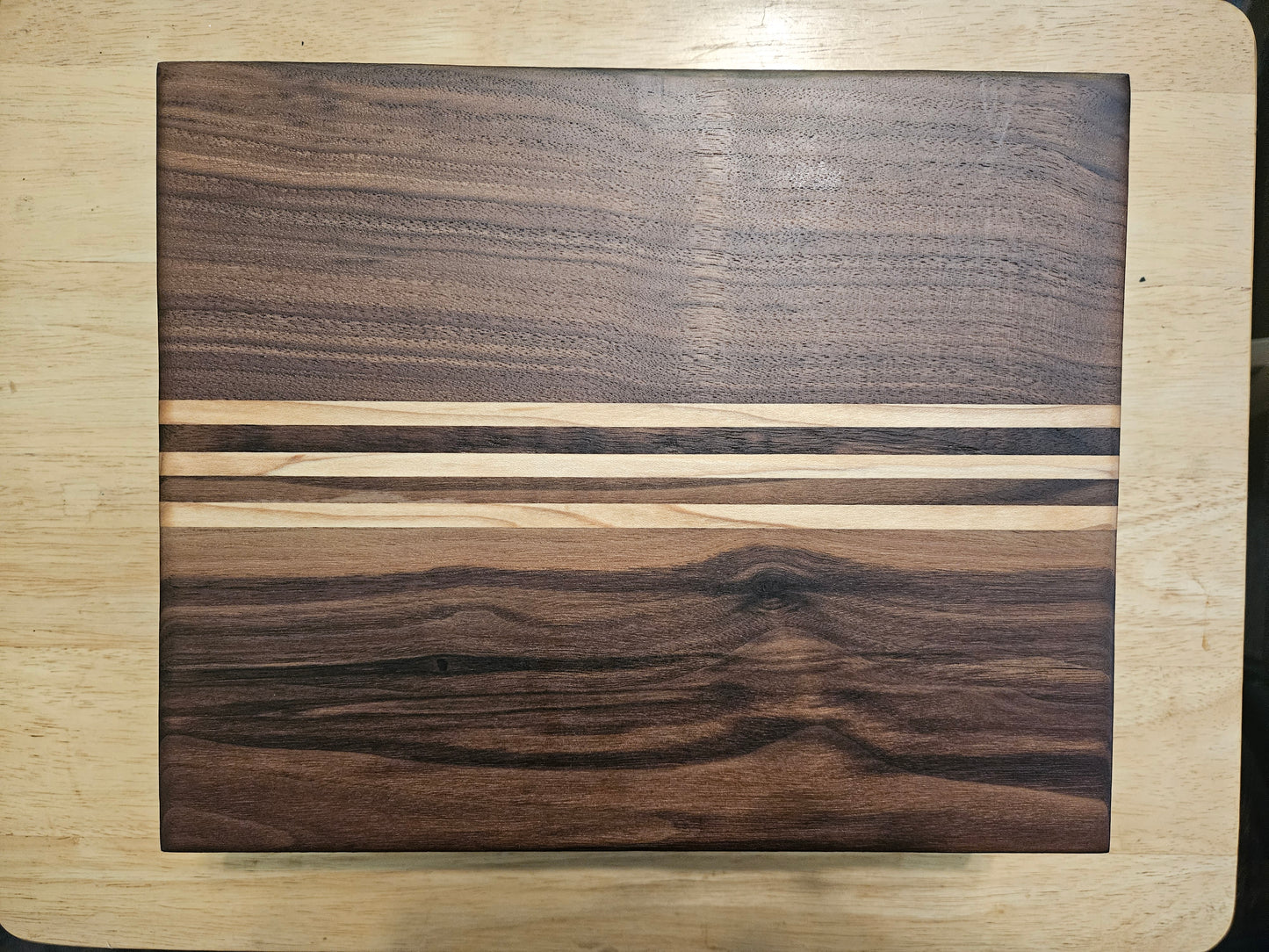 Cutting/Vegetable Board made w/ Walnut and Maple with finger grips 11" x 9"