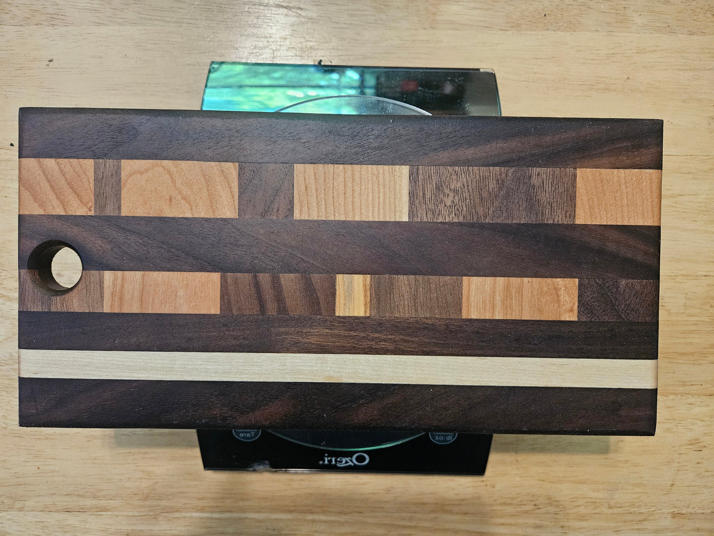 Cheese Board 11.5" x 6" Cherry, Walnut and Maple