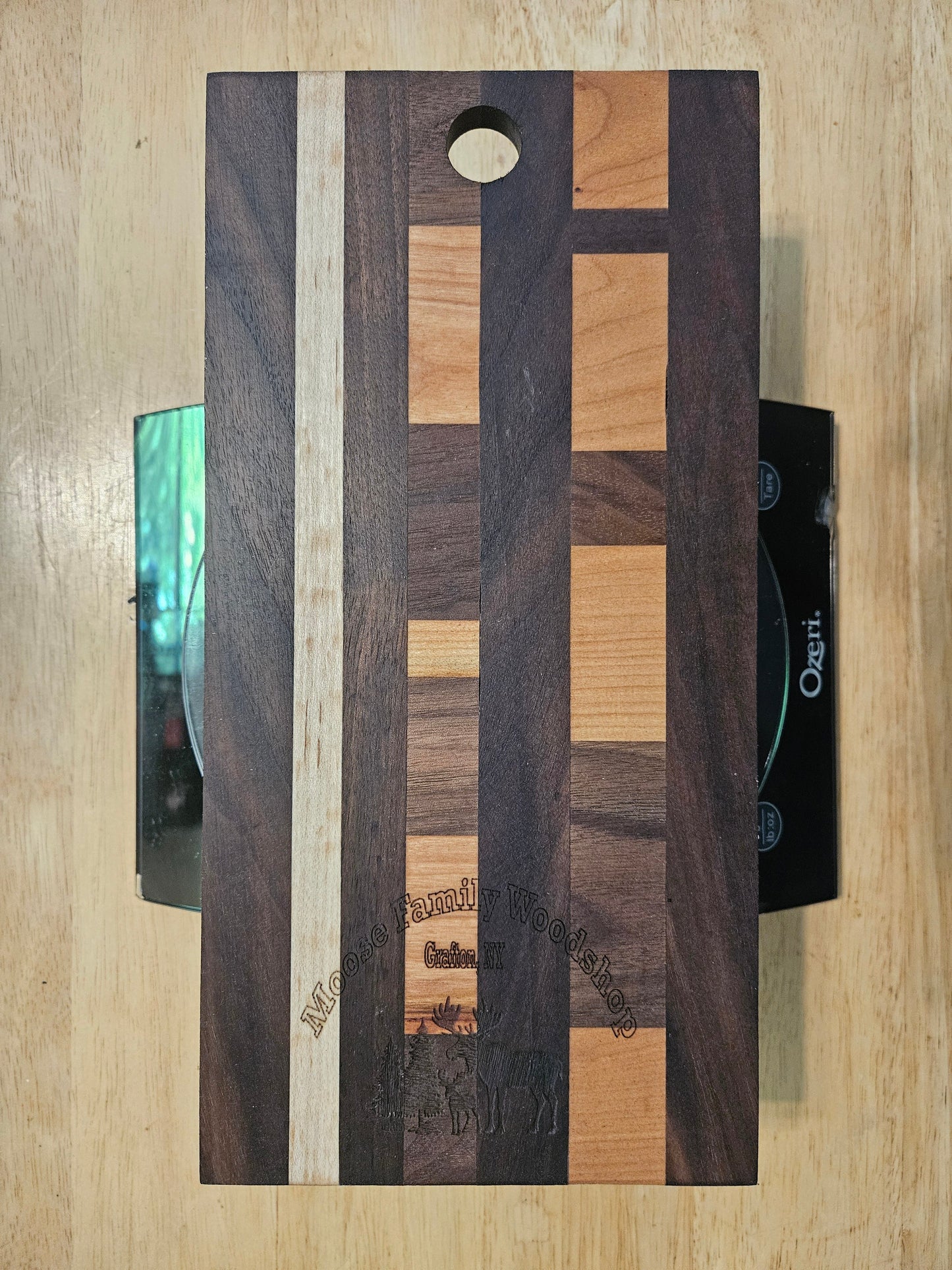 Cheese Board 11.5" x 6" Cherry, Walnut and Maple