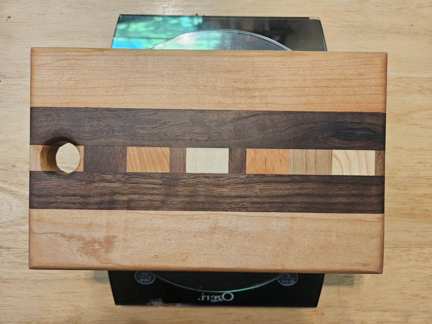 Cheese Board 8.5" x 5.5" Cherry, Walnut and Maple