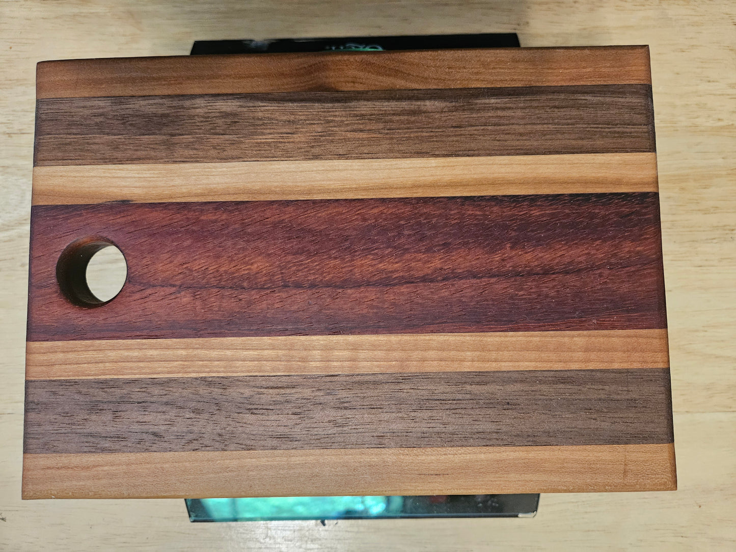 Cheese Board 9" x 6.5" Cherry, Walnut and Paduak