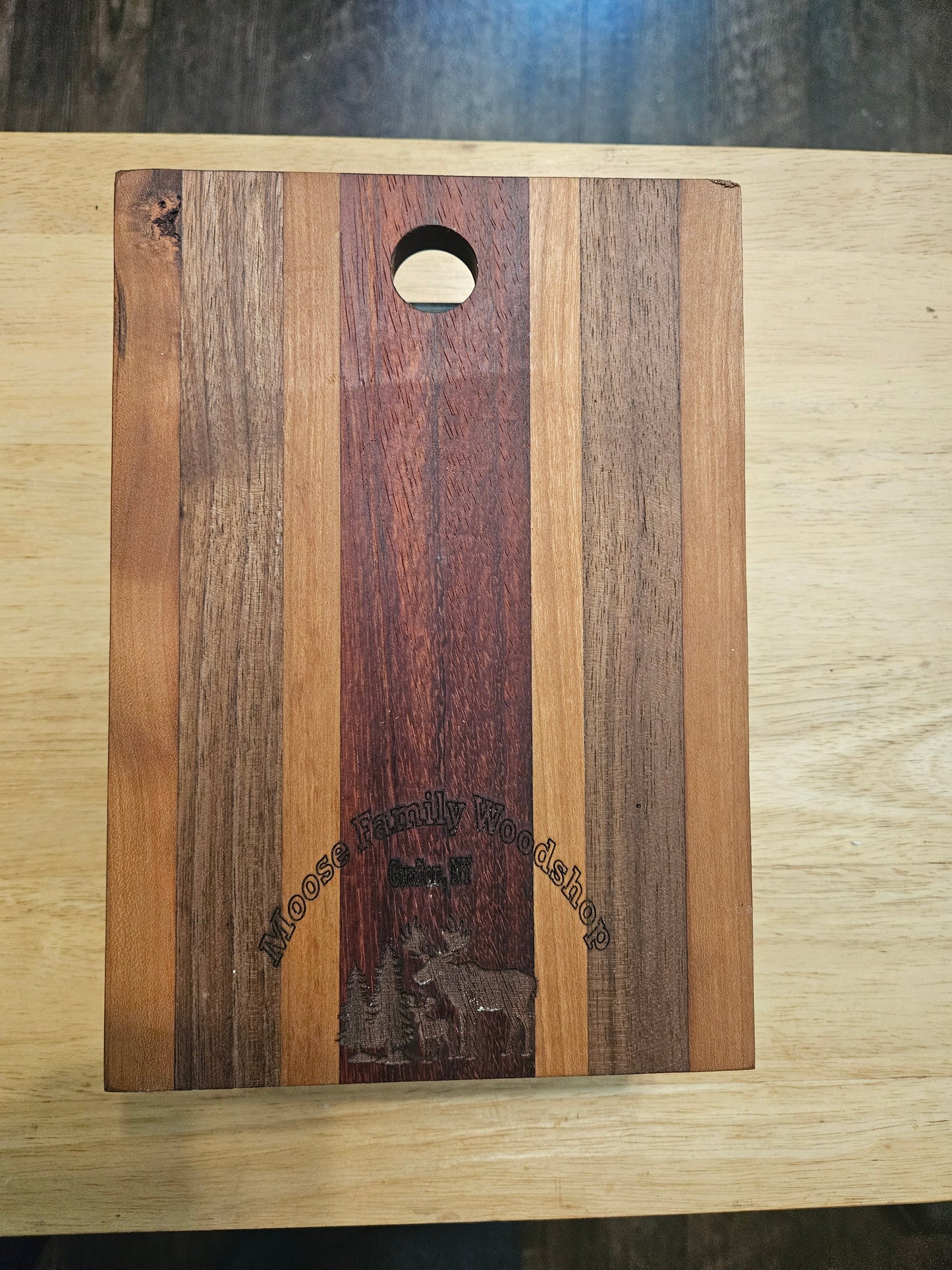 Cheese Board 9" x 6.5" Cherry, Walnut and Paduak