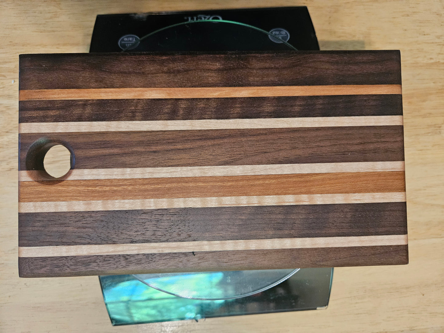 Cheese Board 9" x 5" Cherry, Walnut and Maple