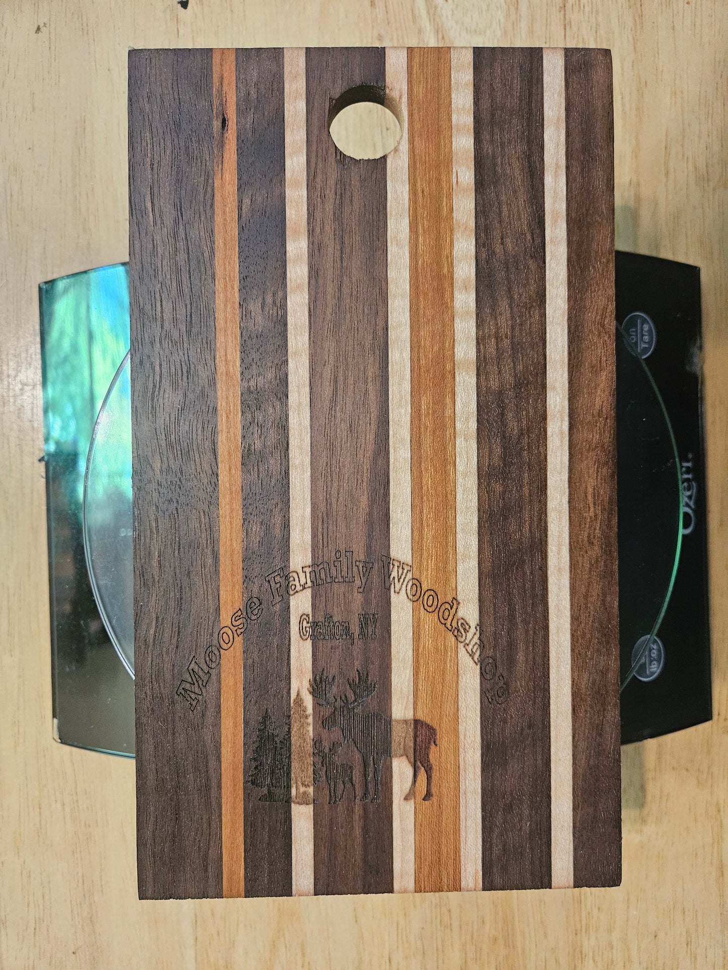 Cheese Board 9" x 5" Cherry, Walnut and Maple