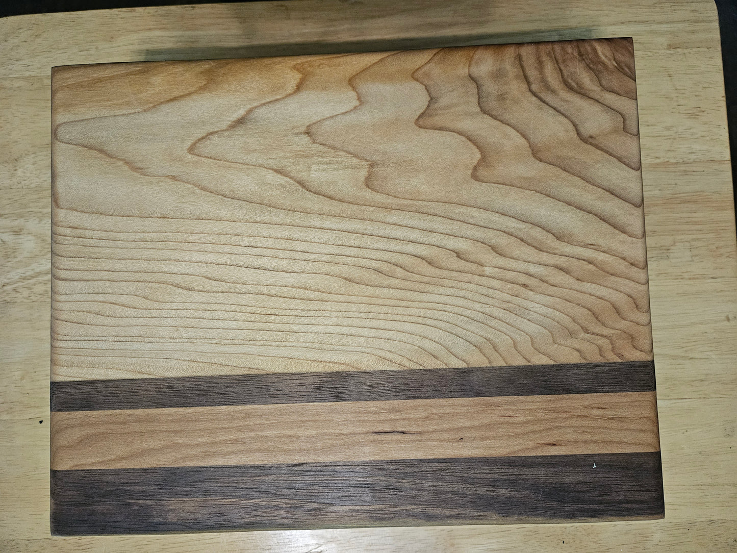 Cutting/Vegetable Board made w/ Walnut, cherry and Maple with finger grips 11" x 9"