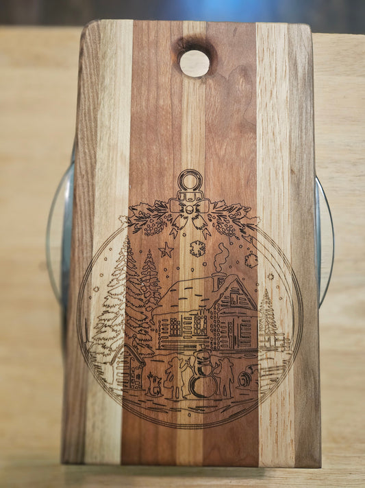 Cheese Board 10" x 5.5"  Walnut and Maple with engraving