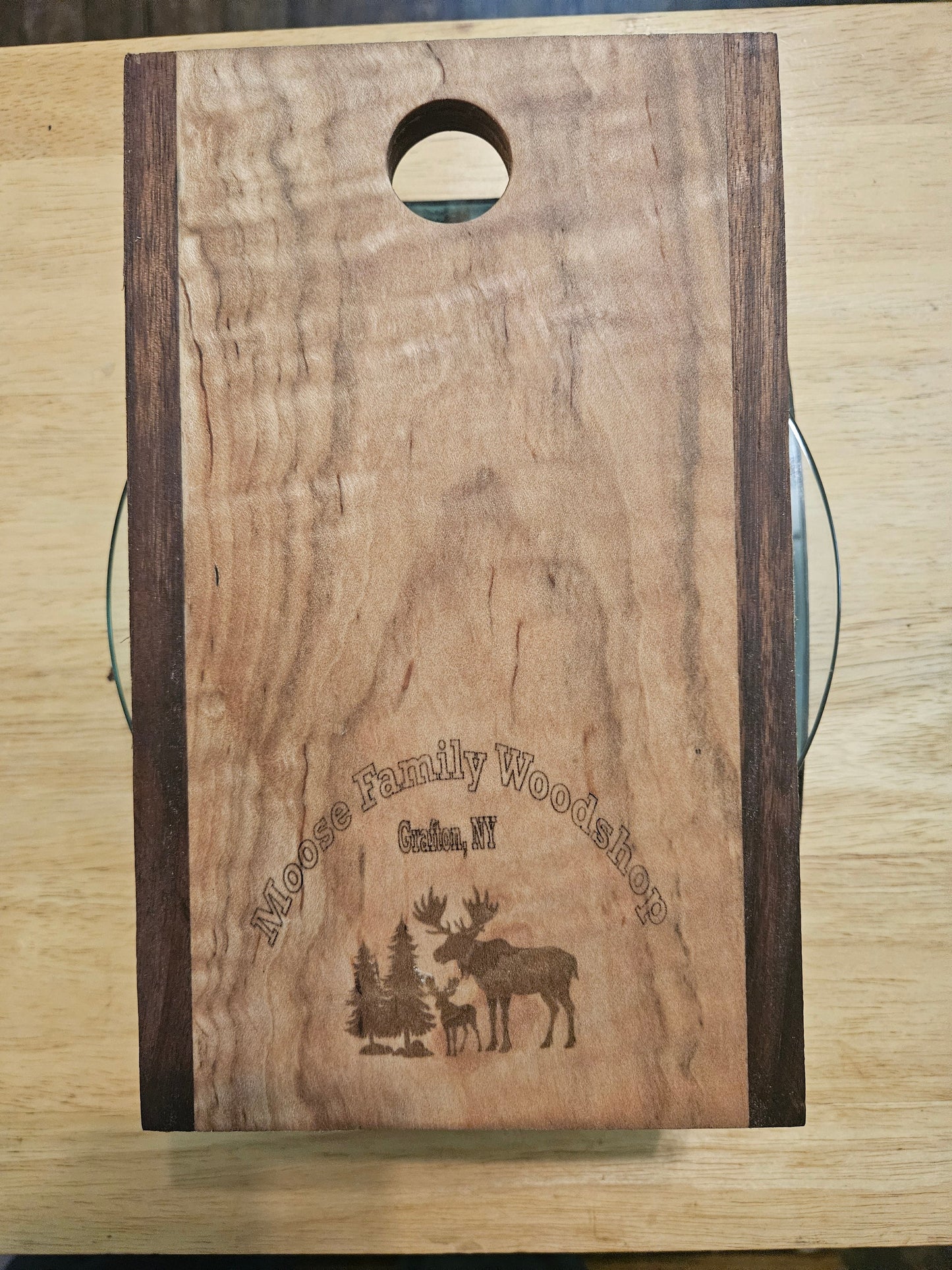 Cheese Board 9" x 5.5"  Walnut and Maple with engraving
