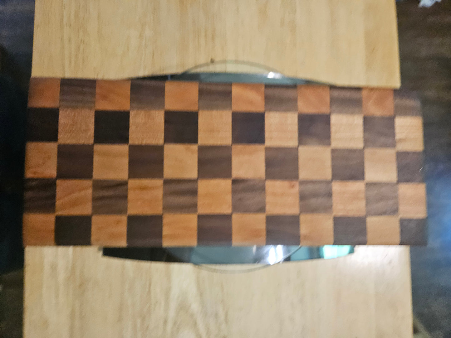 Vegetable Cutting Board Checker Design made with Walnut and Cherry 11.5" x 5"