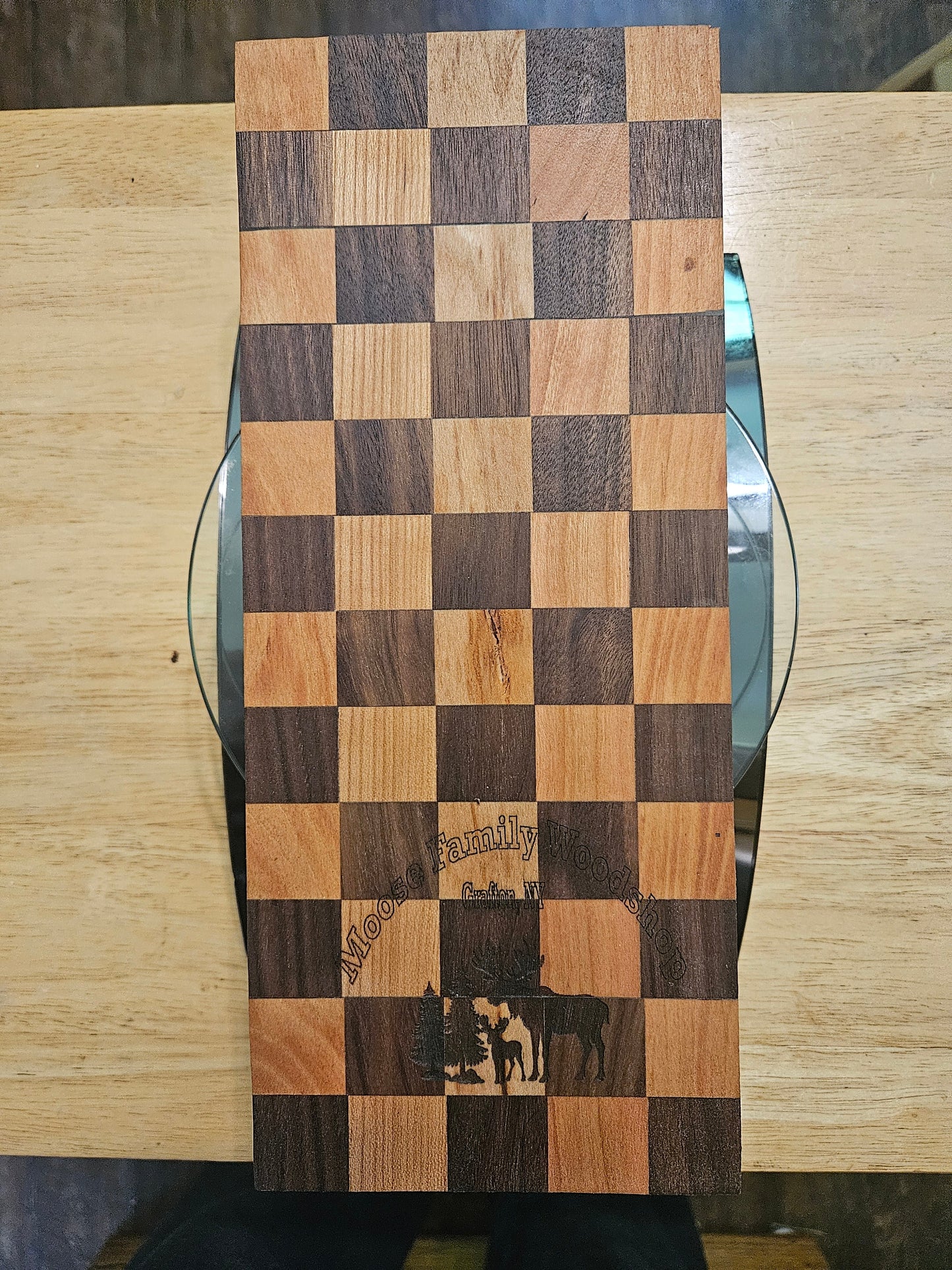 Vegetable Cutting Board Checker Design made with Walnut and Cherry 11.5" x 5"