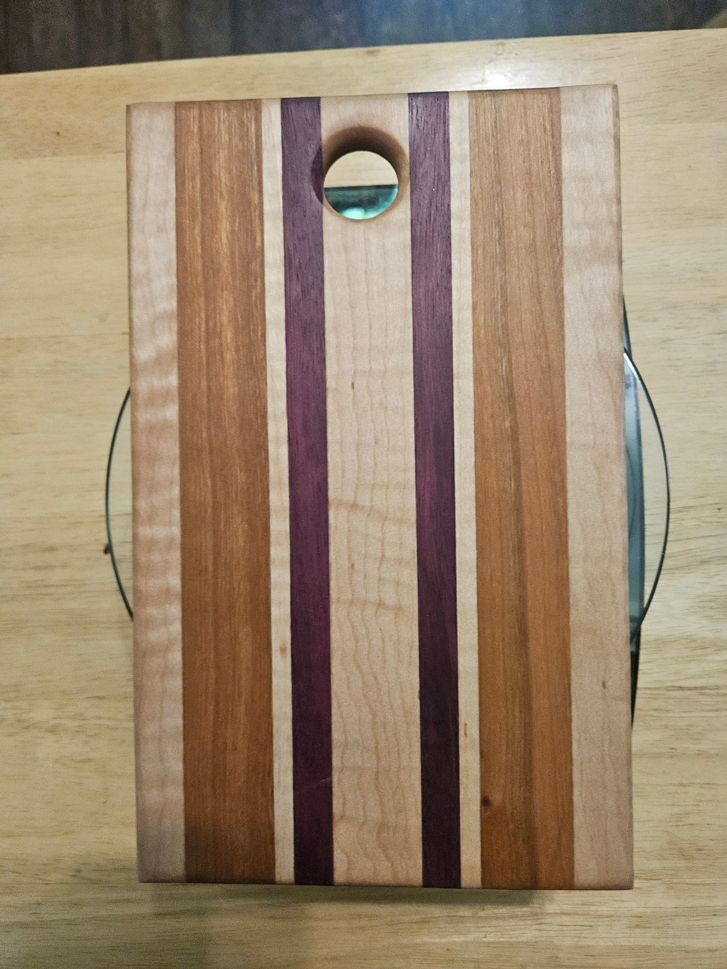 Cheese Board 9" x 6" Maple, Walnut and Purple Heart