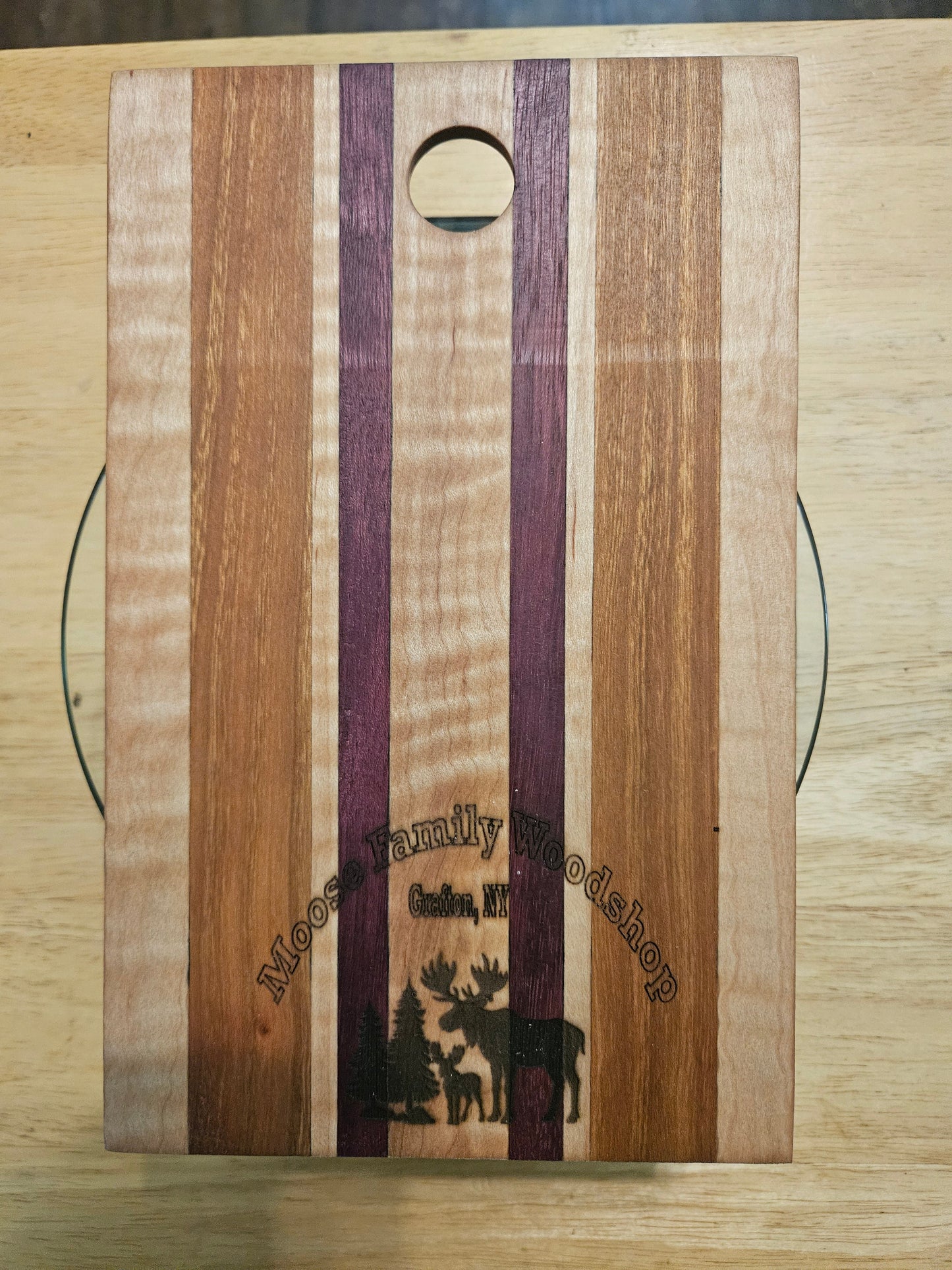Cheese Board 9" x 6" Maple, Walnut and Purple Heart