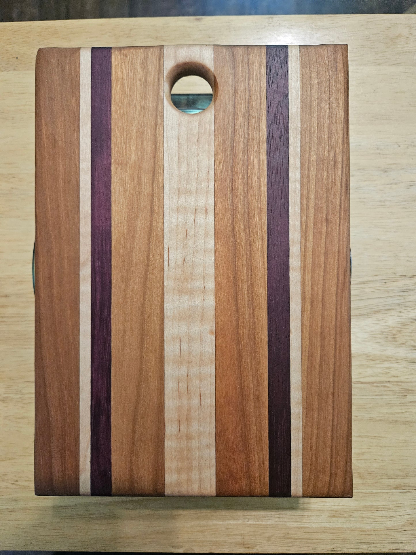 Cheese Board 9" x 6.5" Maple, Walnut and Purple Heart