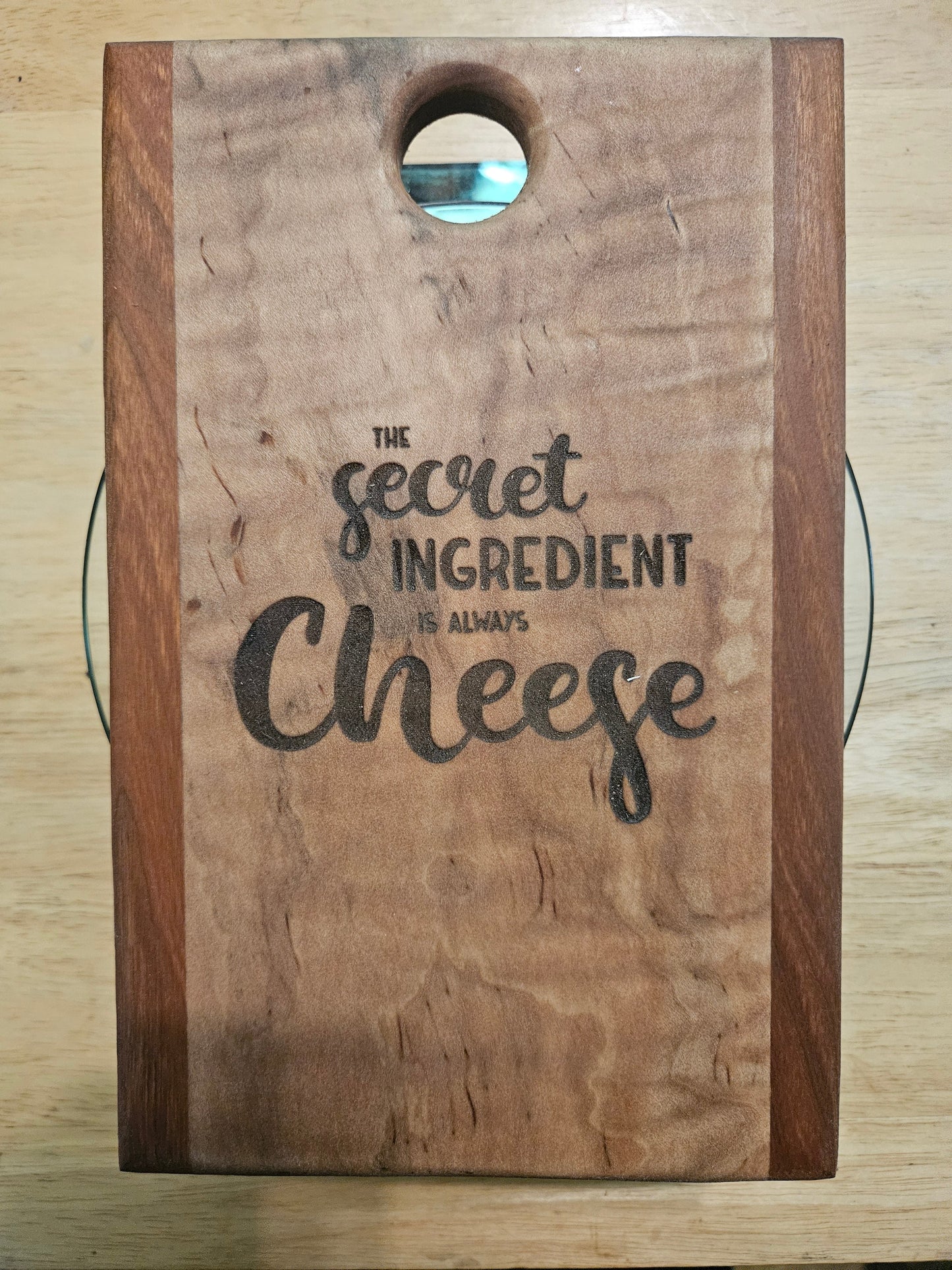 Cheese Board 9" x 6" Maple and Cherry with engraving