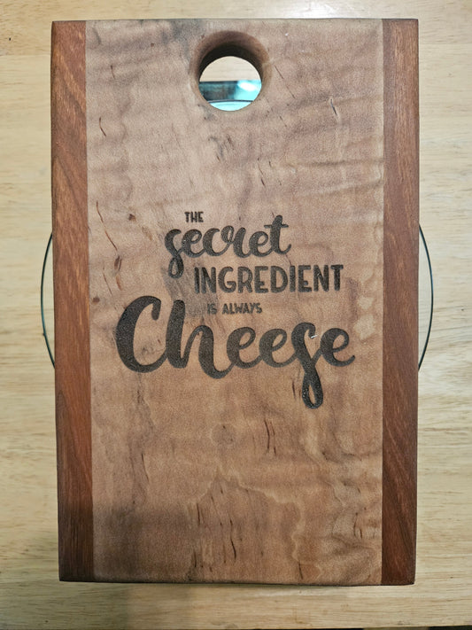 Cheese Board 9" x 6" Maple and Cherry with engraving