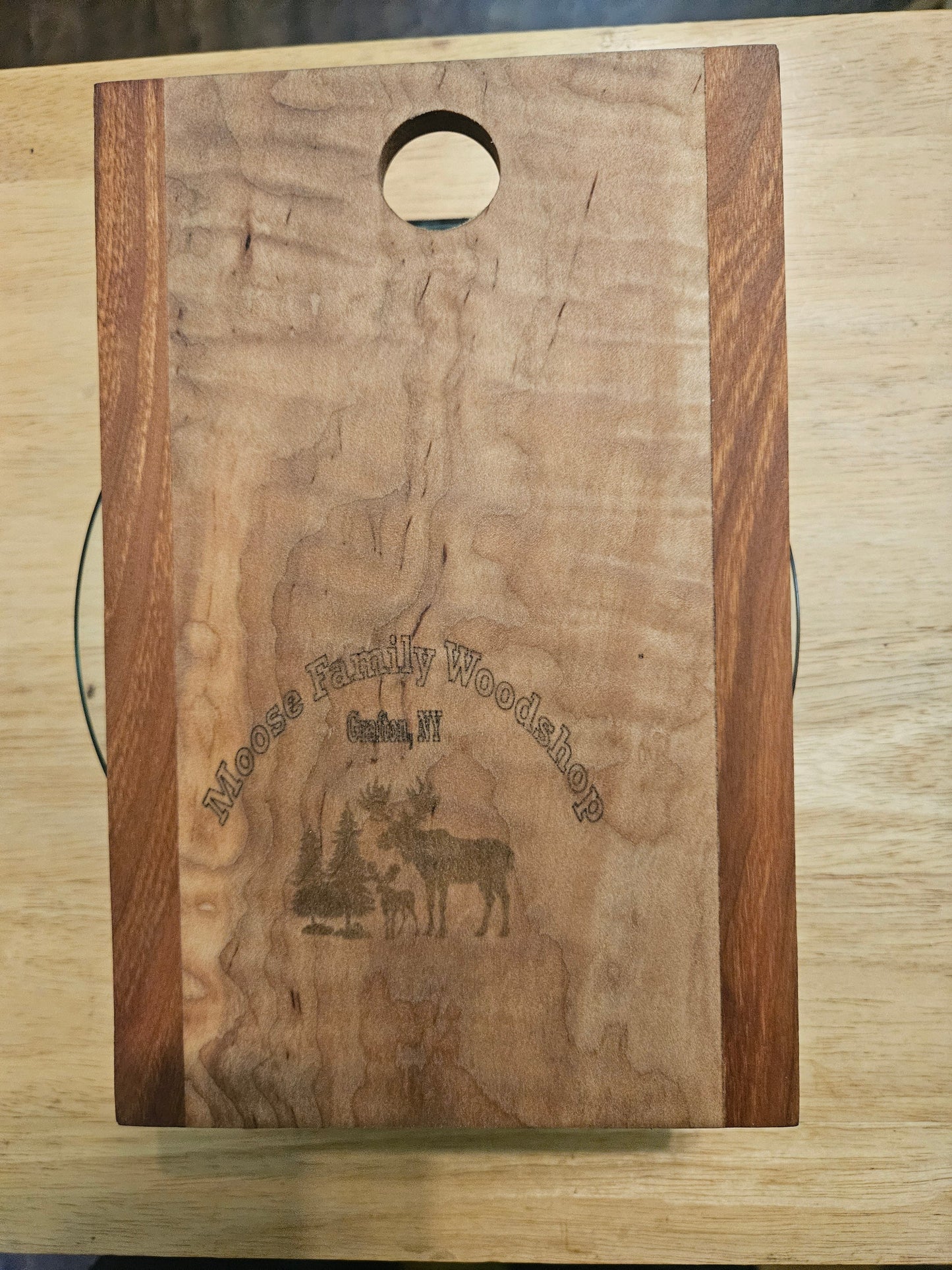 Cheese Board 9" x 6" Maple and Cherry with engraving