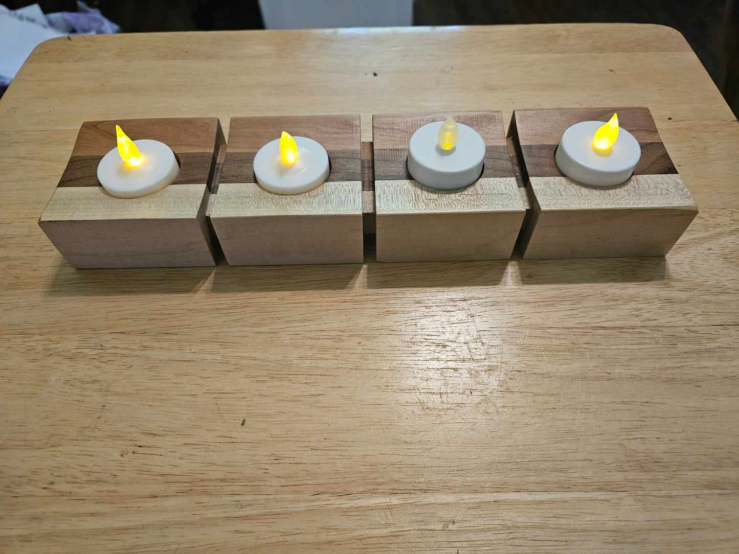 Candle Holder 4 lite made w/ Maple, Walnut and Cherry