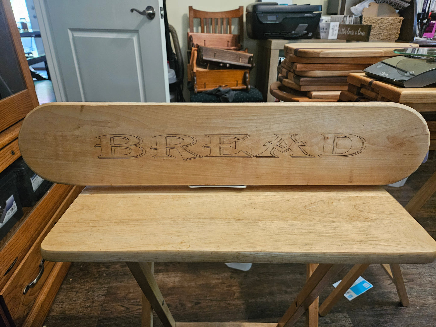 Bread Board made from Maple engraved 24" x 5" with feet