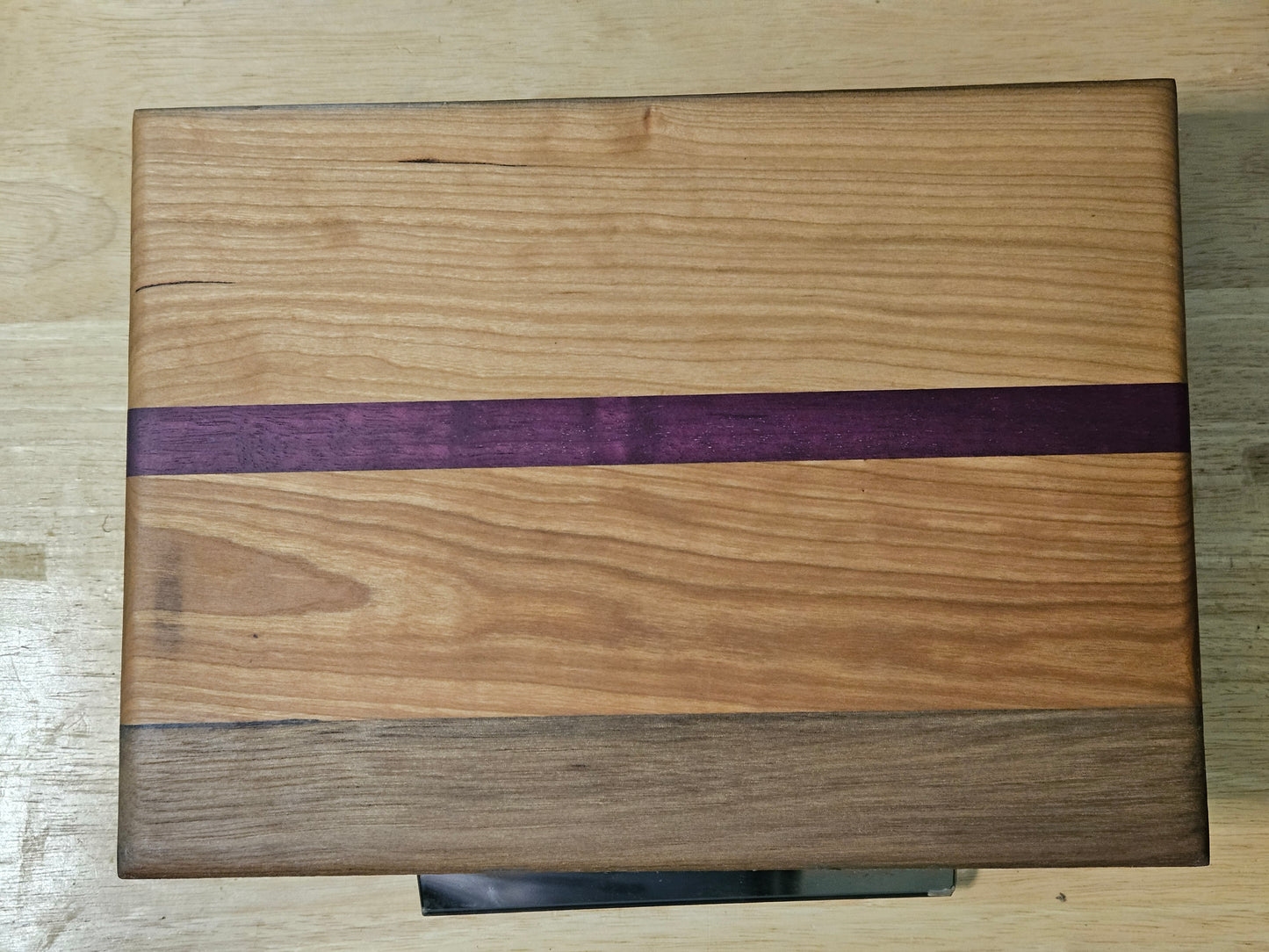 Cutting/Vegetable Board made w/ Purple Heart, Cherry and Walnut with finger grips 11.5" x 8.5"