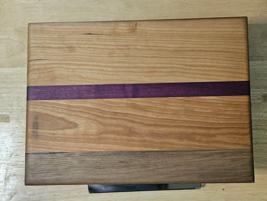 Cutting/Vegetable Board made w/ Purple Heart, Cherry and Walnut with finger grips 11.5" x 8.5"