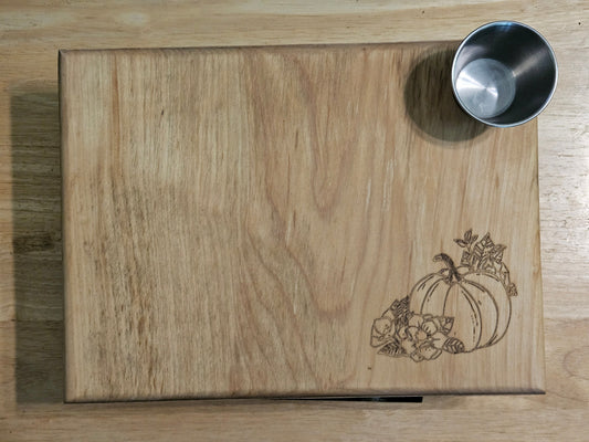 Vegetable Cutting  and serving board made with Maple 11" x 9" with dip cup and rubber feet